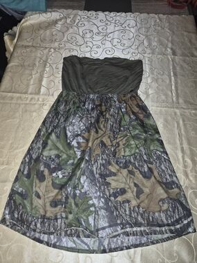 Girls with Guns strapless tube dress featuring a Mossy Oak camouflage print